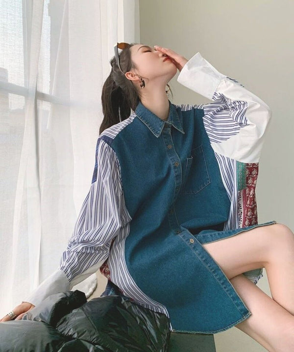 Striped Patchwork Blouse
